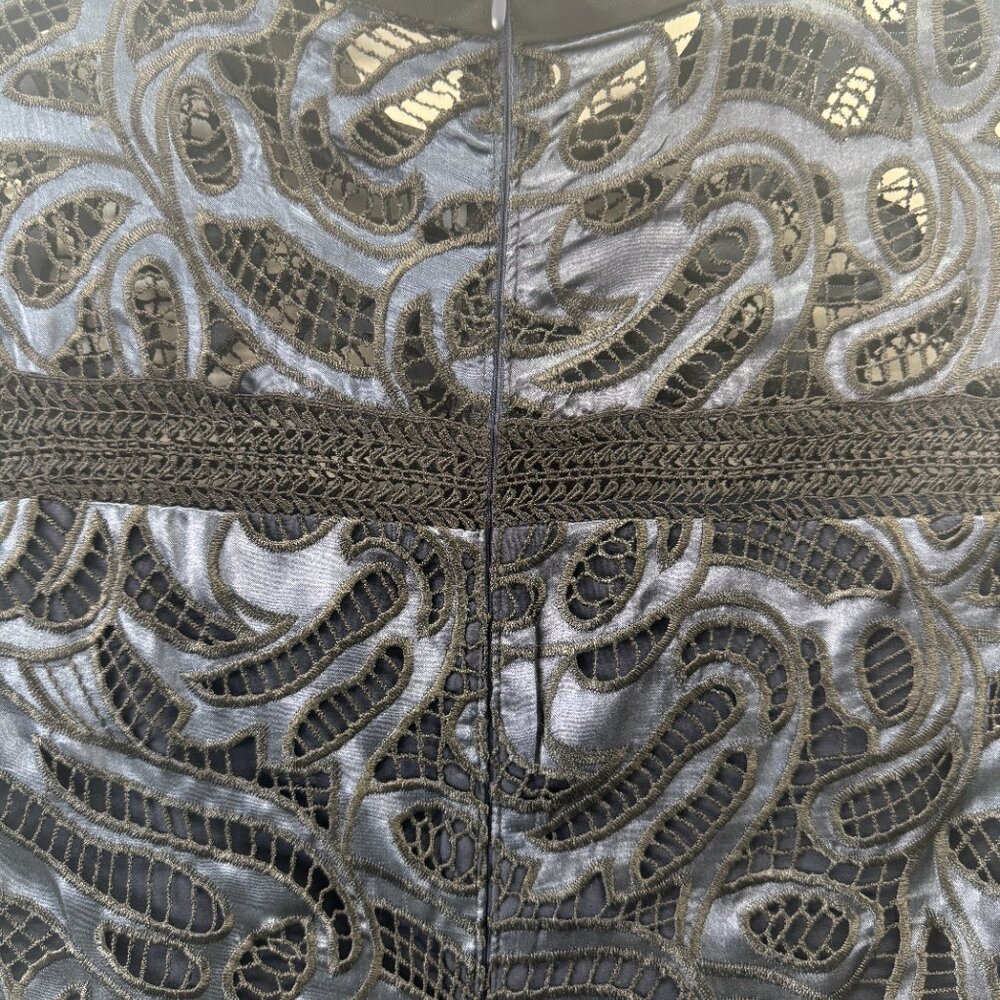 Antonio Melani Liva Black & Blue Lace Embroidered Fit & Flare Dress - Size 12 - Picture 6 of 16